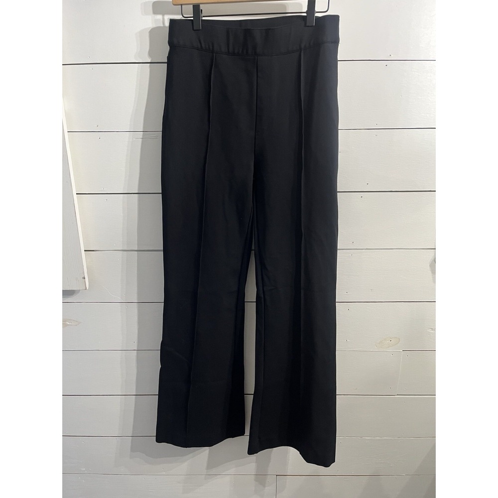 Spanx Perfect Pant High Rise Wide Leg Ponte Sz Large Office Contemporary Black